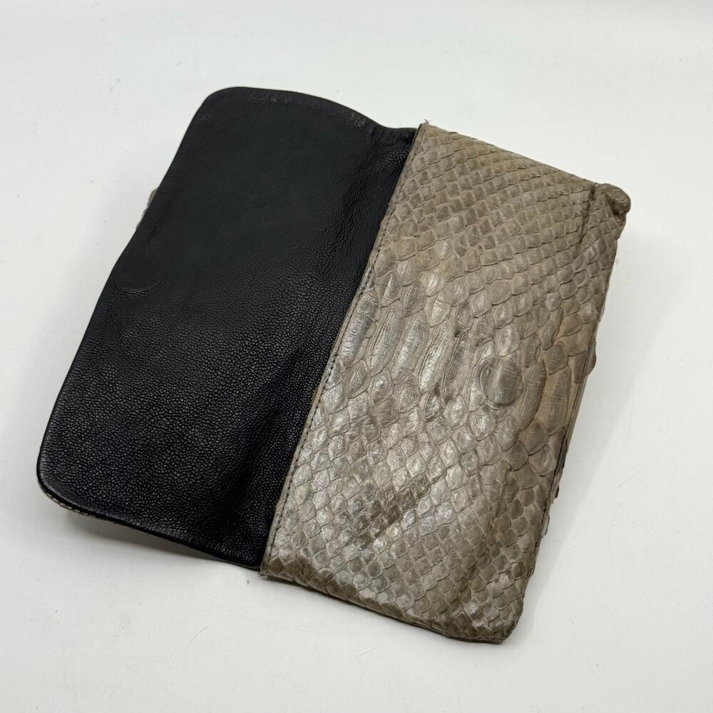 Vintage Python Snakeskin Olive Gray Wallet - image 3
